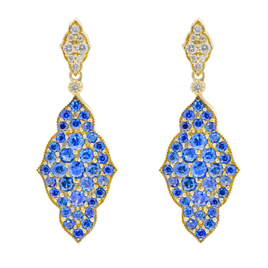 Sapphire & Diamond Quatrefoil Drop Earrings