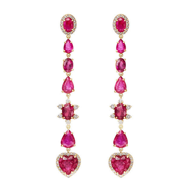 Burmese Ruby & Diamond Dangle Earrings