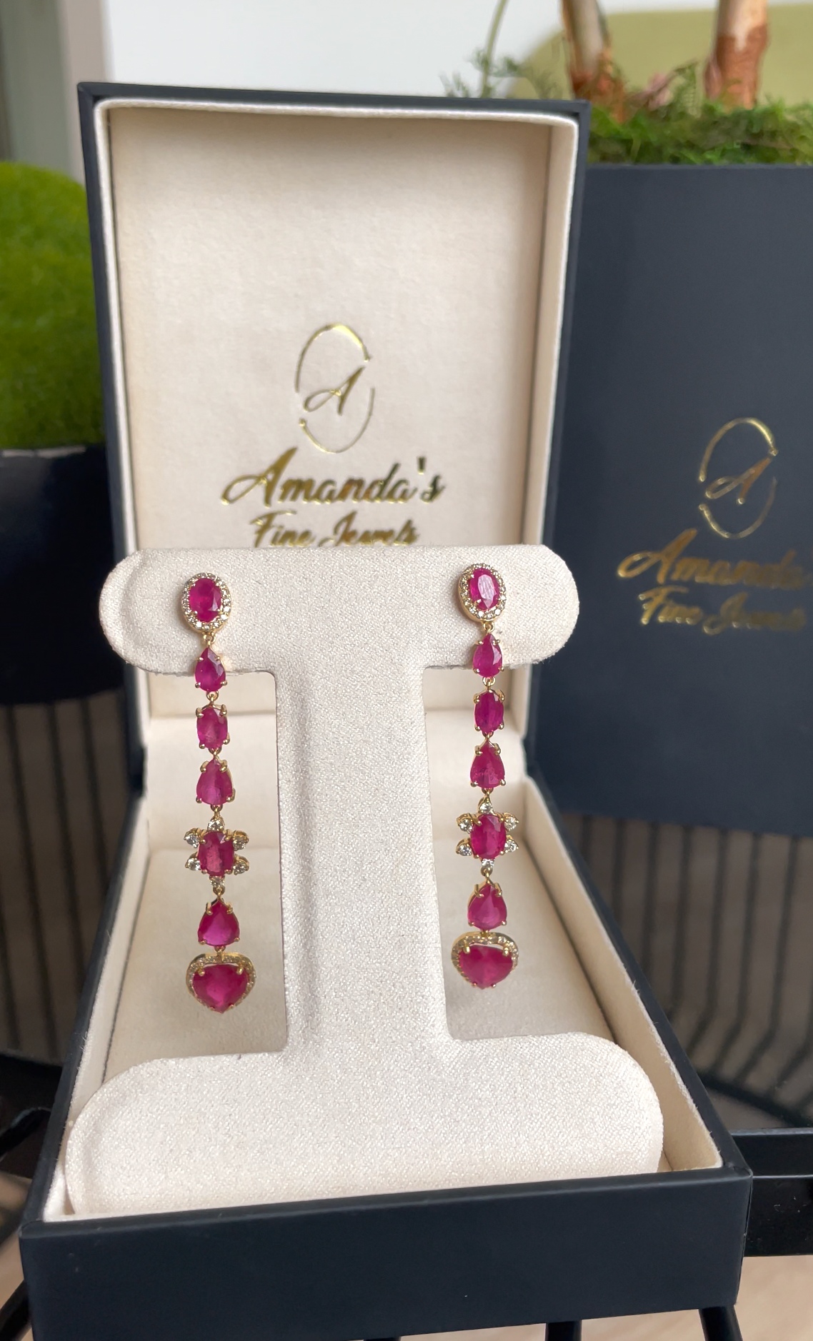 Burmese Ruby & Diamond Dangle Earrings