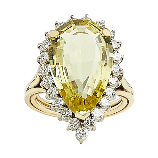 Estate Citrine & Diamond Ring