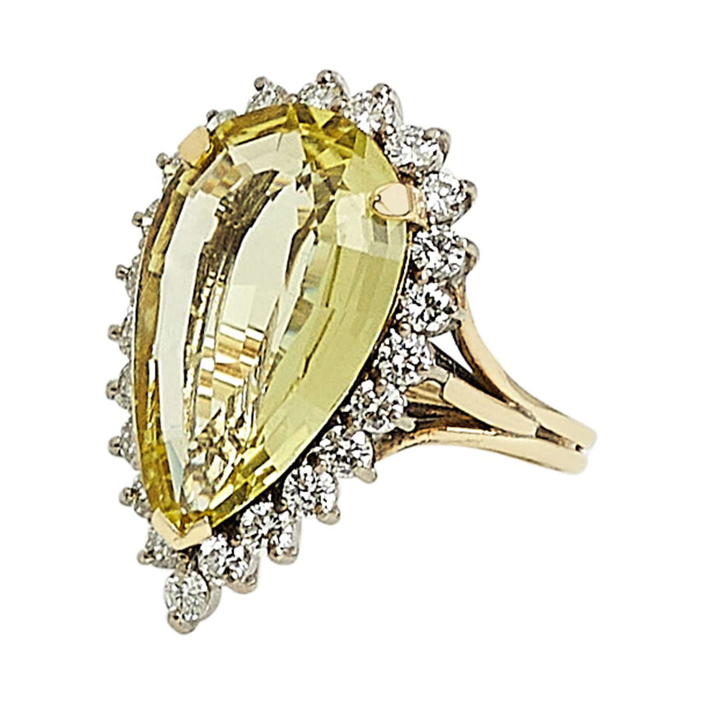 Estate Citrine & Diamond Ring