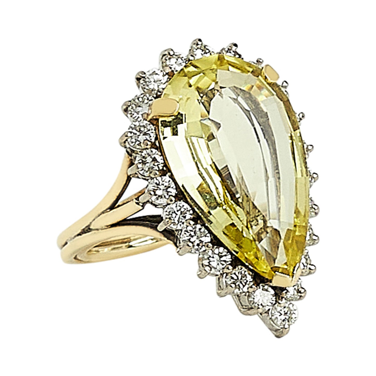 Estate Citrine & Diamond Ring