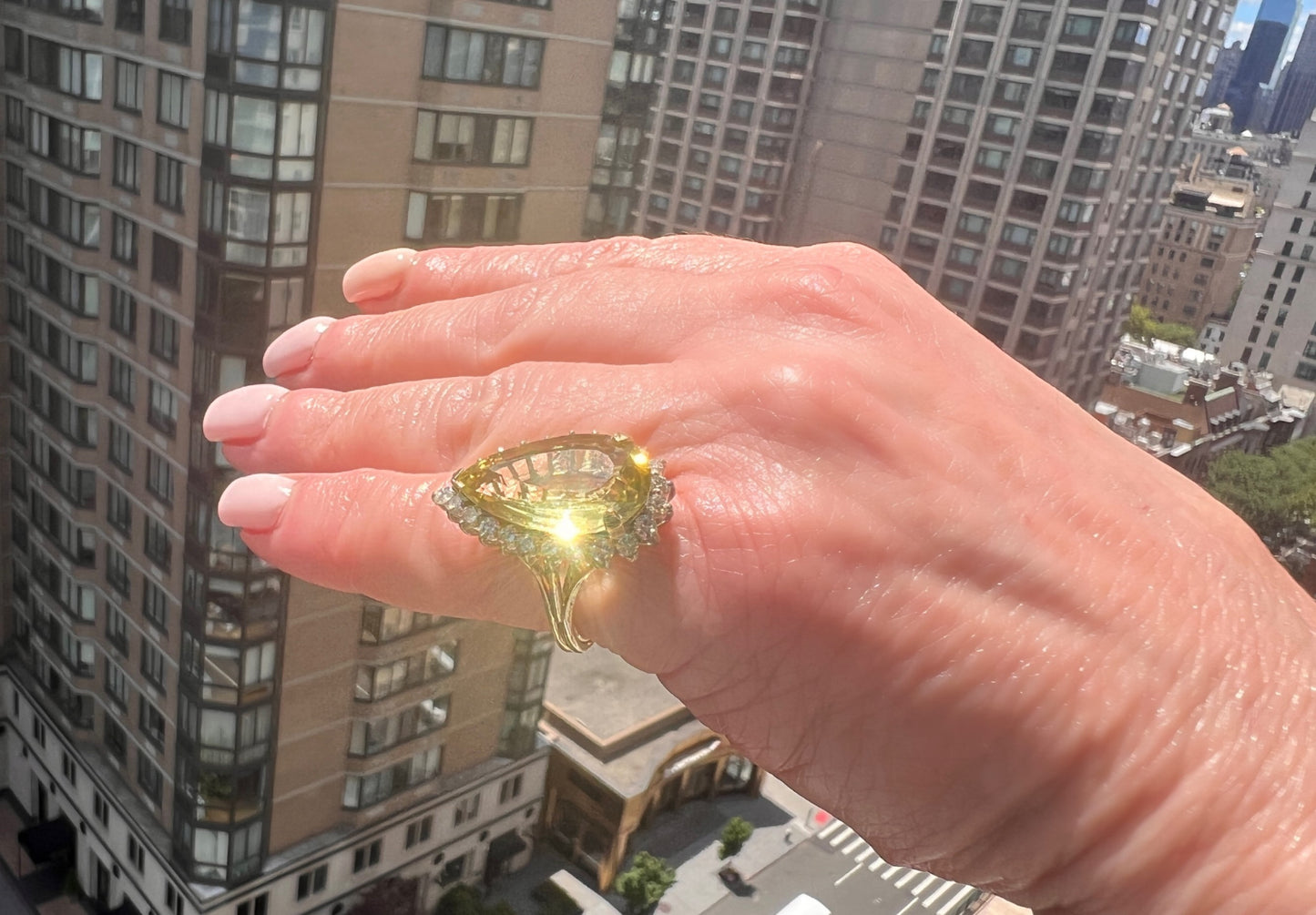 Estate Citrine & Diamond Ring