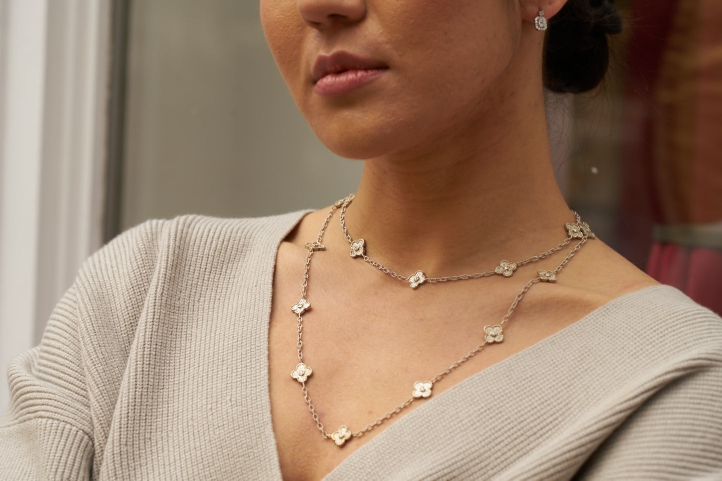 Estate Diamond Clover Necklace