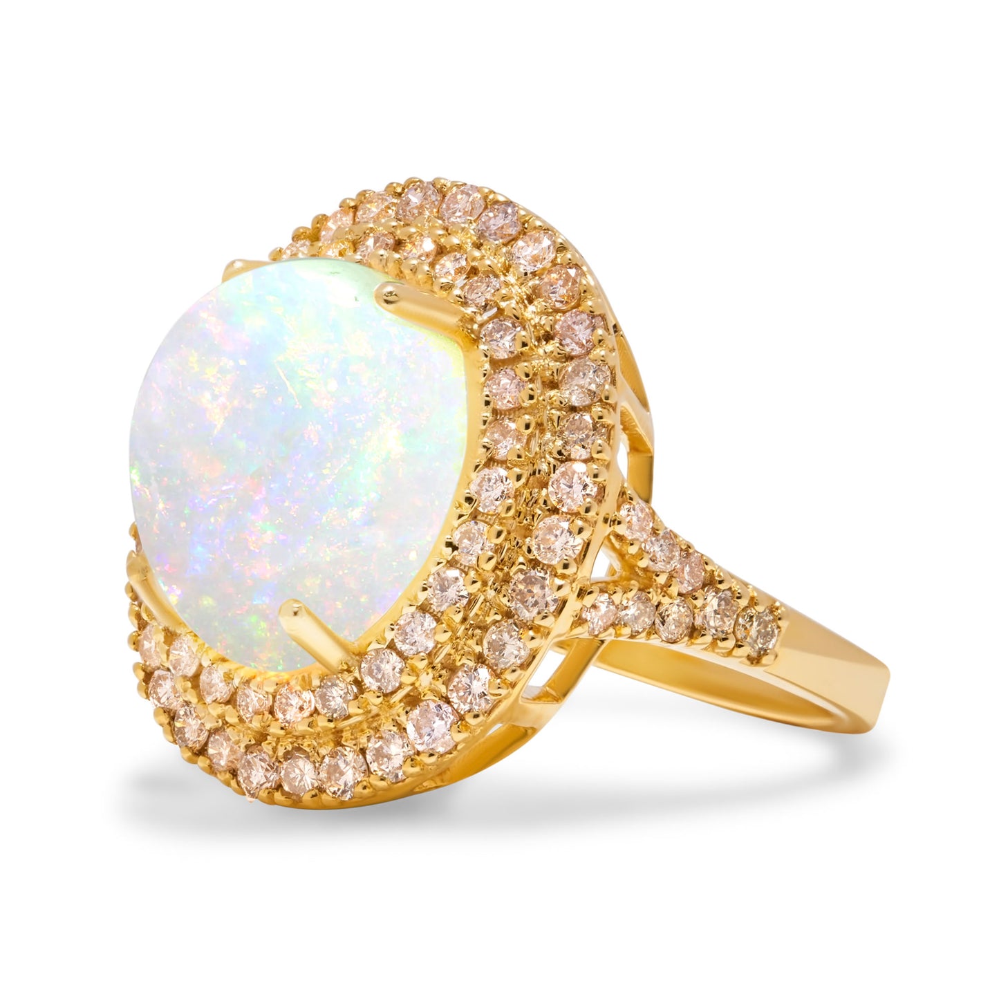 Opal Cabochon & Diamond Ring