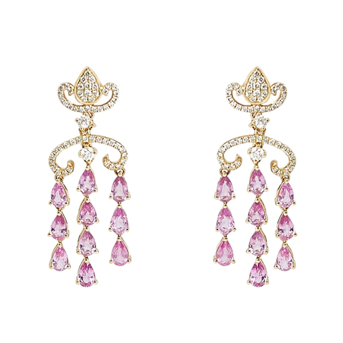 Pink Sapphire & Diamond Dangle Earrings