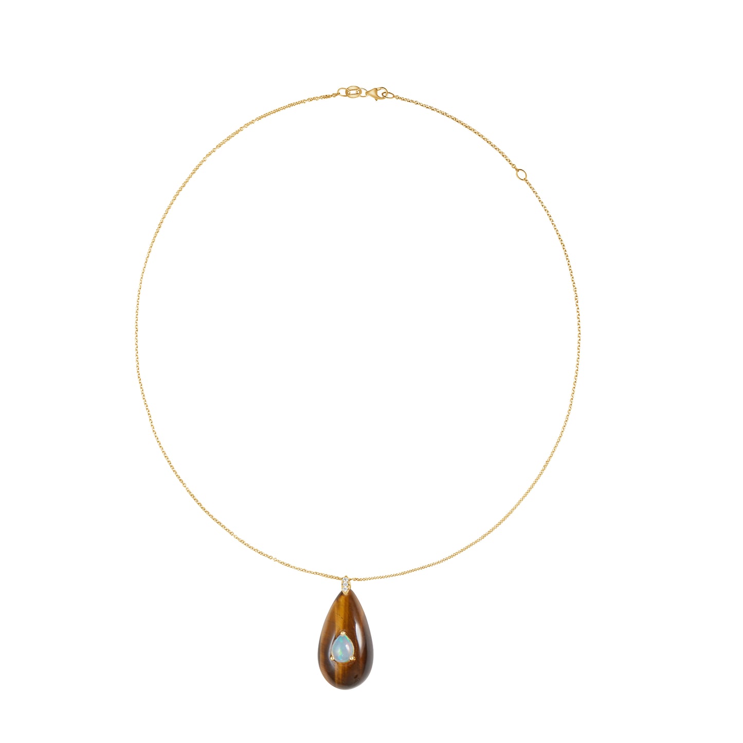 Teardrop Tiger's Eye & Opal Pendant