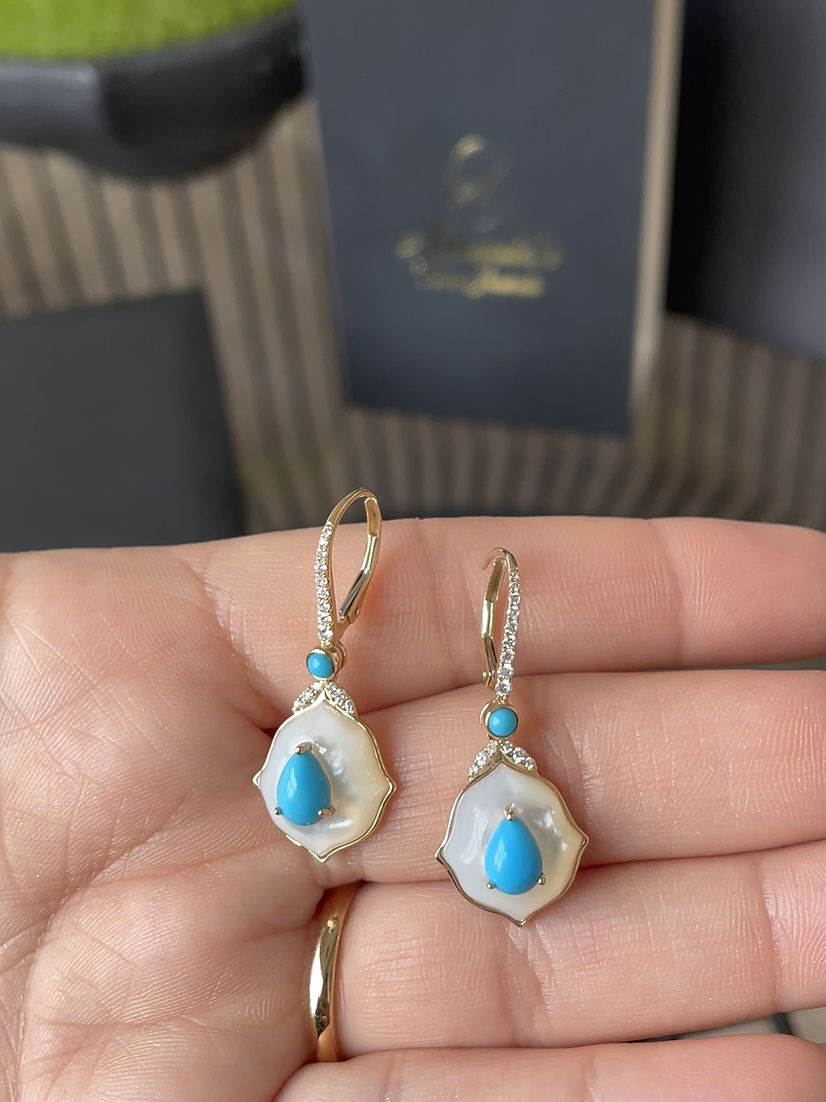 Sleeping Beauty Turquoise & Mother of Pearl Earrings