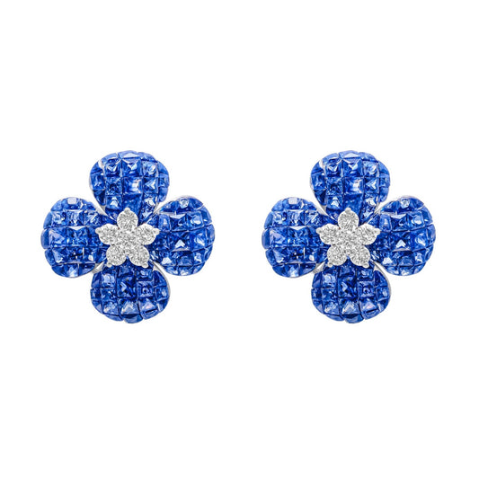 Invisible Set Sapphire & Diamond Earrings