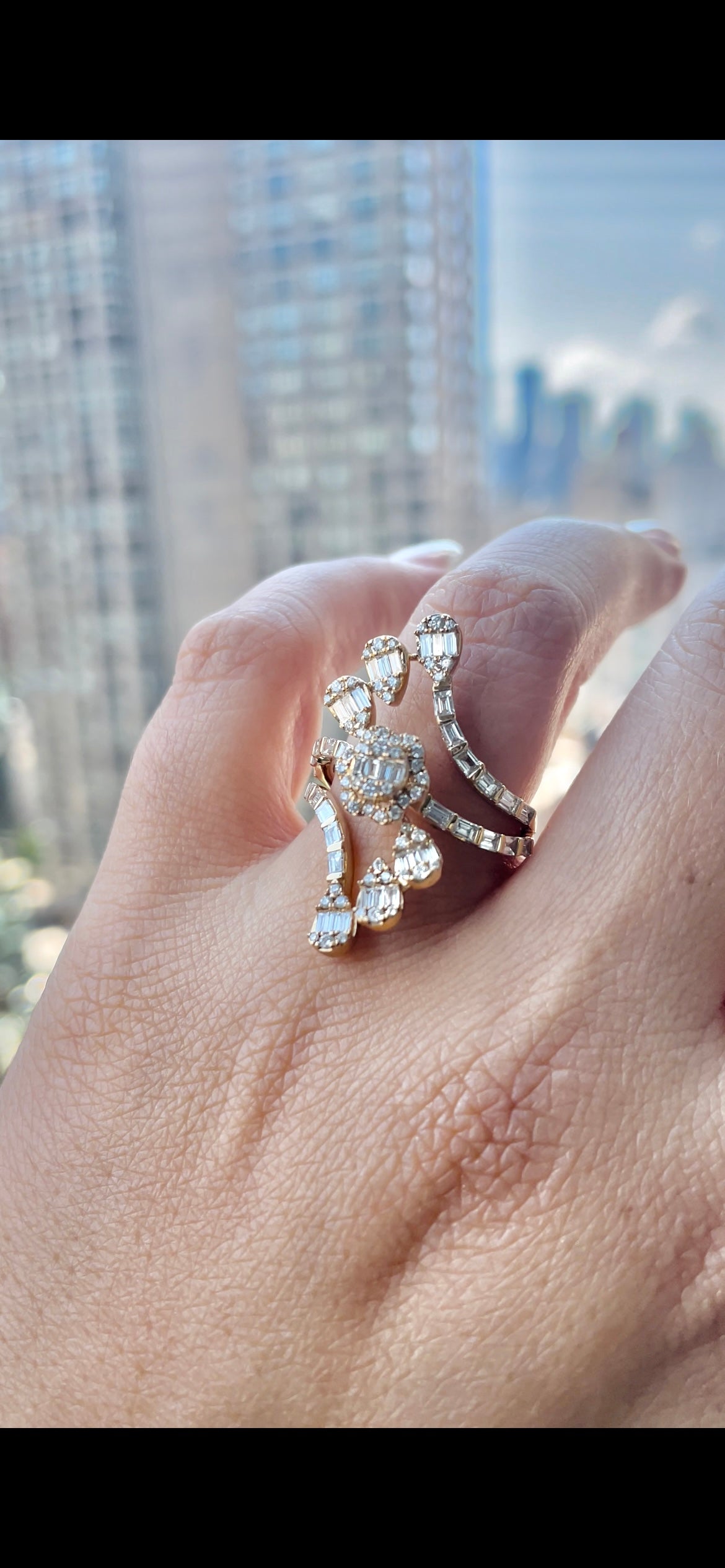 Diamond & Gold Flower Blossom Ring