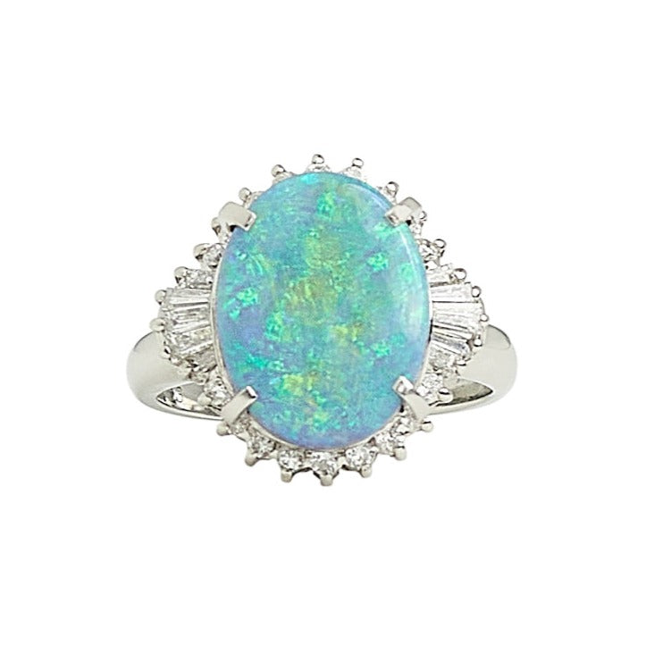 Australian Black Opal & Diamond Ring