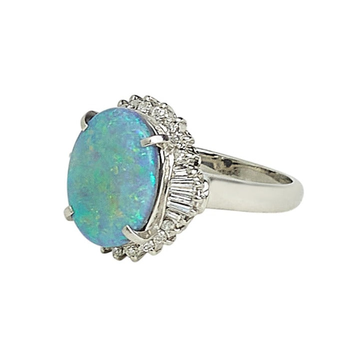 Australian Black Opal & Diamond Ring