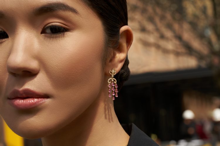 Pink Sapphire & Diamond Dangle Earrings