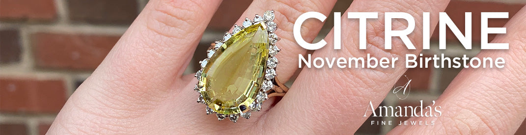 citrine ring with diamonds