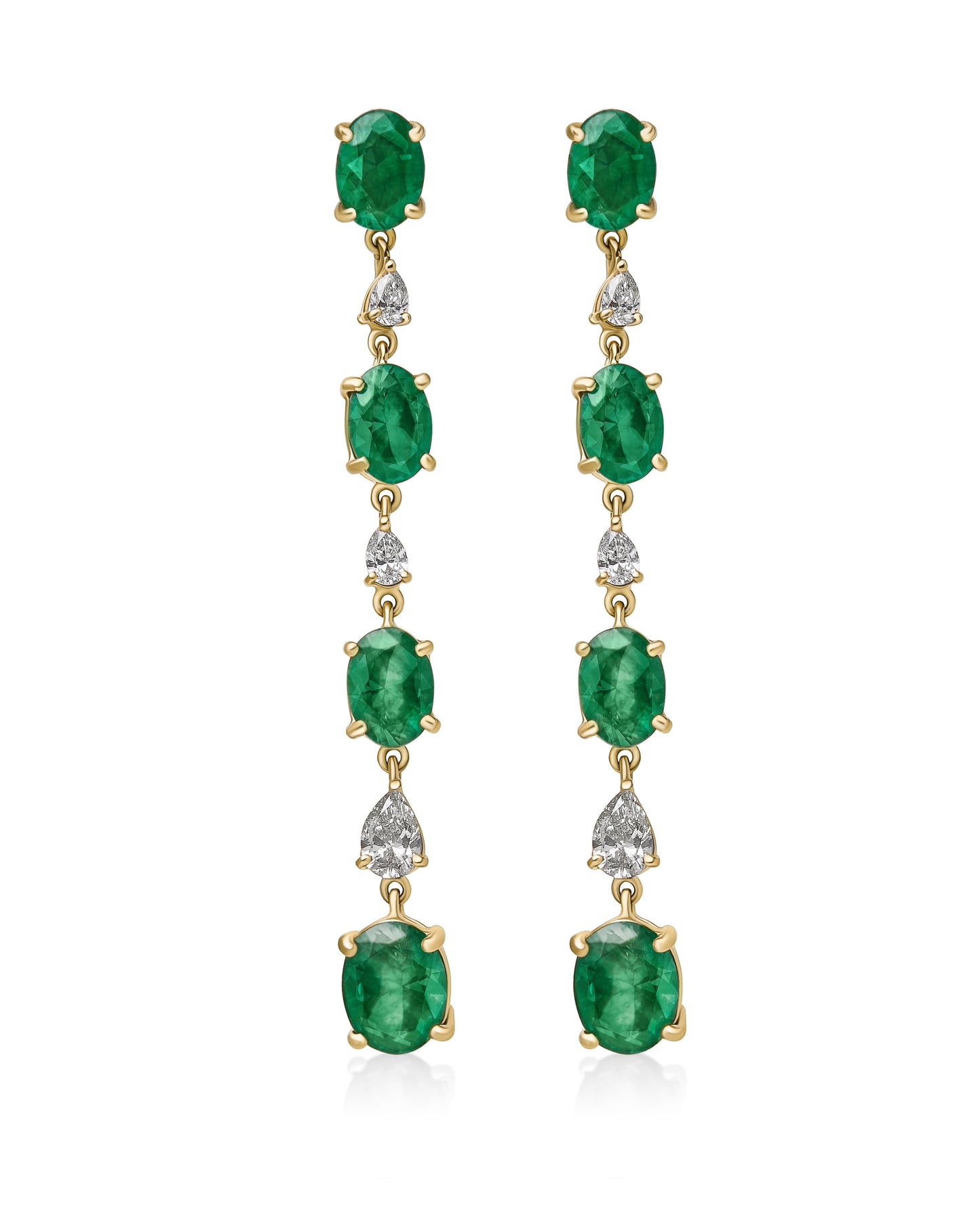 Emerald & Diamond Dangle Earrings