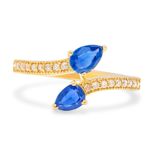 Sapphire & Diamond Bypass Ring