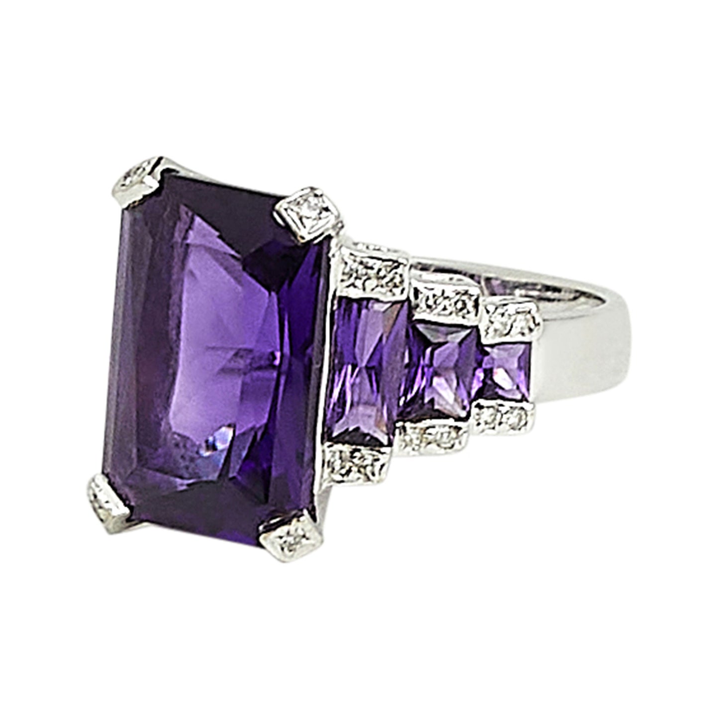 Estate Amethyst & Diamond Ring