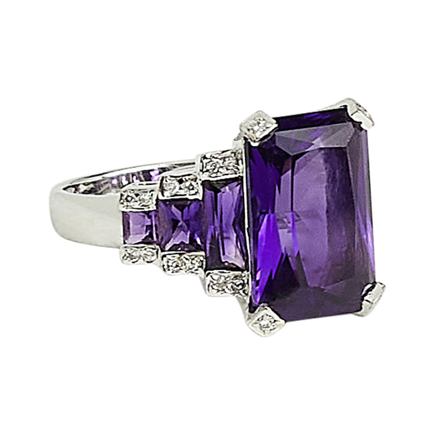 Estate Amethyst & Diamond Ring