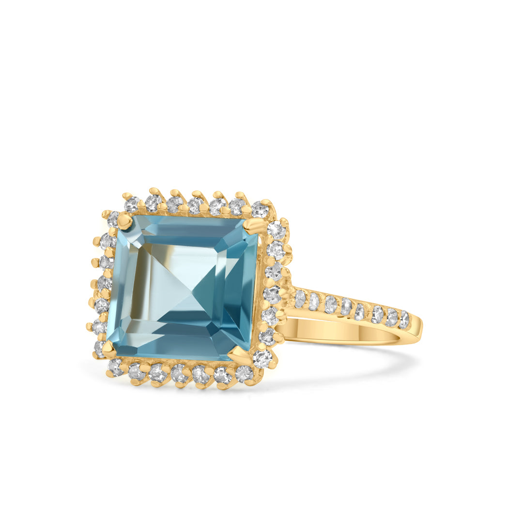 Aquamarine & Diamond Ring