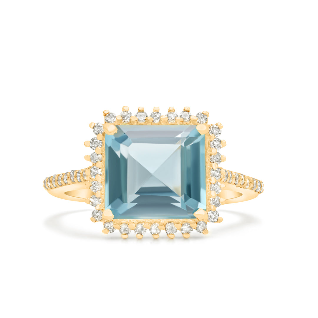 Aquamarine & Diamond Ring