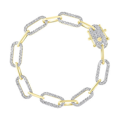 Diamond & Gold Paperclip Link Bracelet