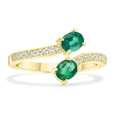 Emerald & Diamond Bypass Ring