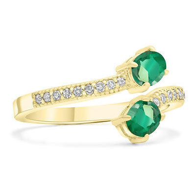 Emerald & Diamond Bypass Ring