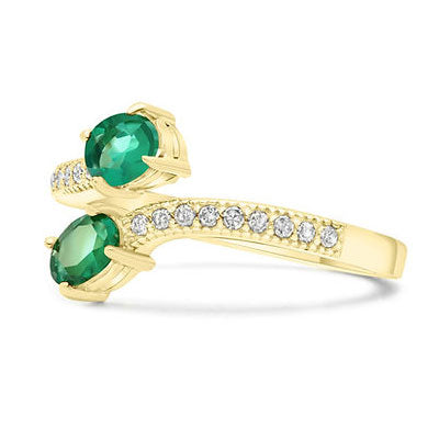 Emerald & Diamond Bypass Ring