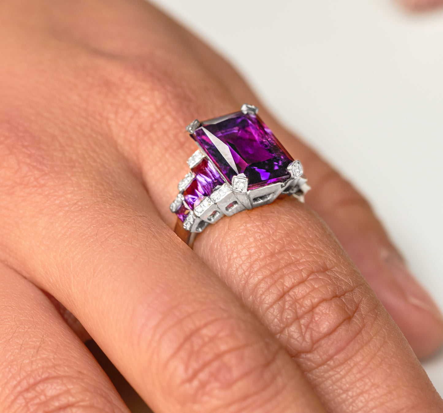 Estate Amethyst & Diamond Ring