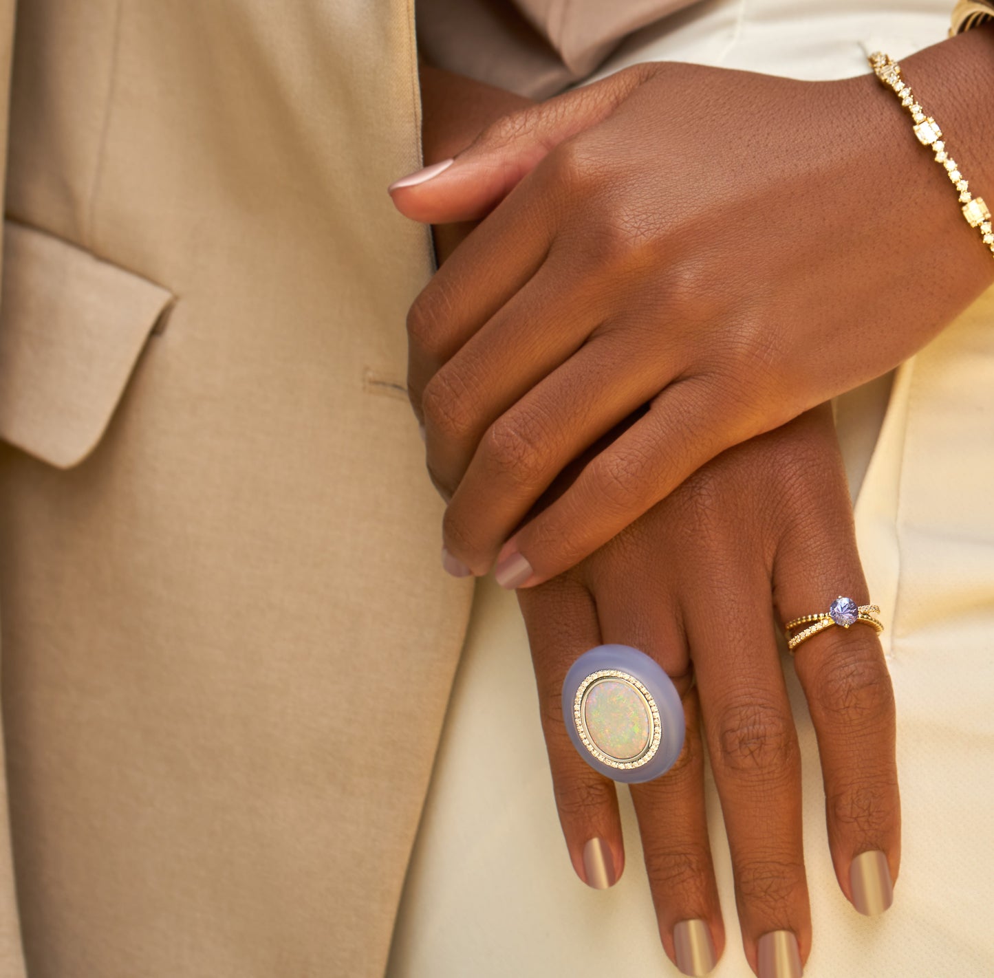 Estate Australian Opal & Chalcedony Ring