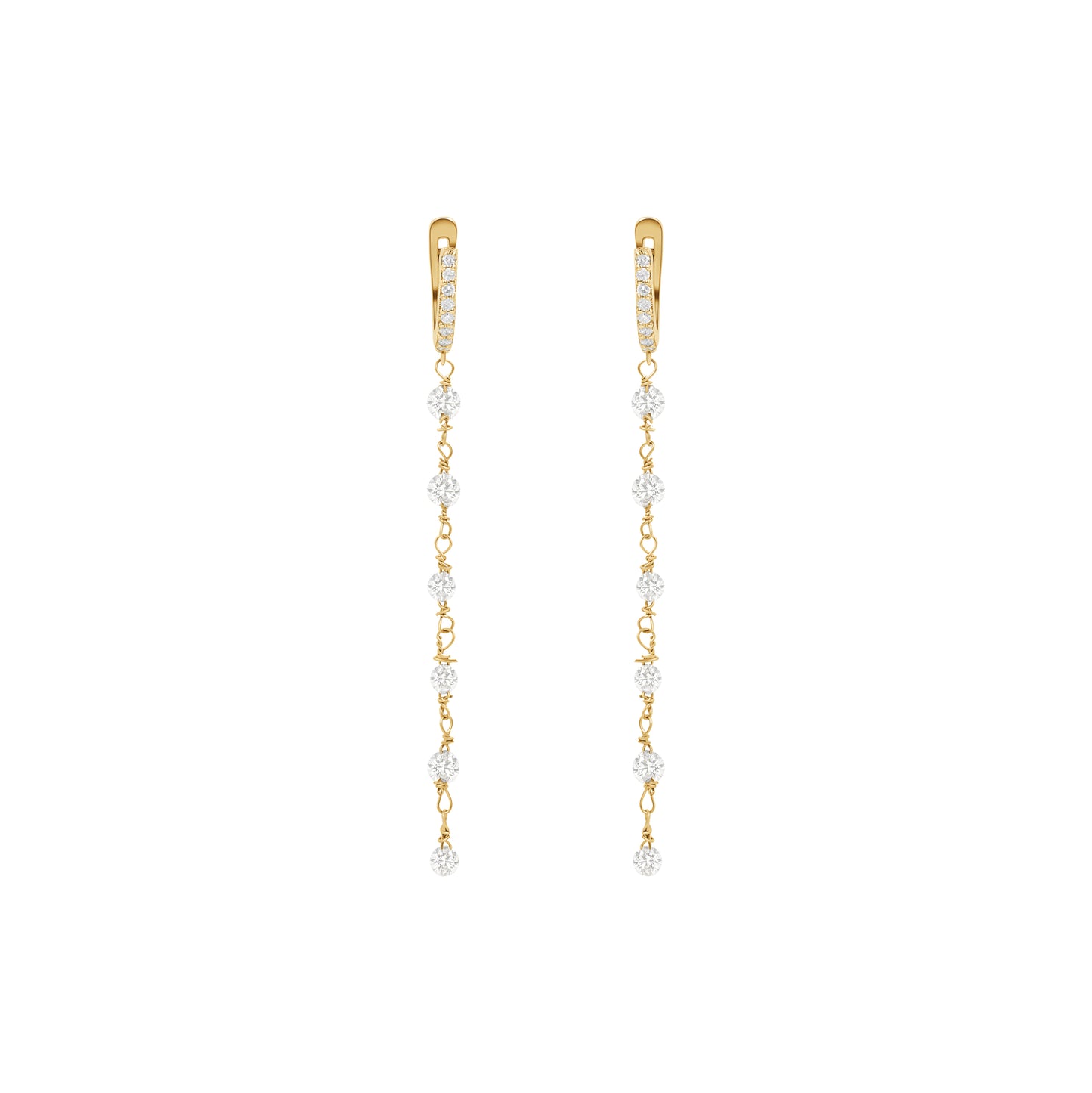 Floating Diamond Dangle Earrings