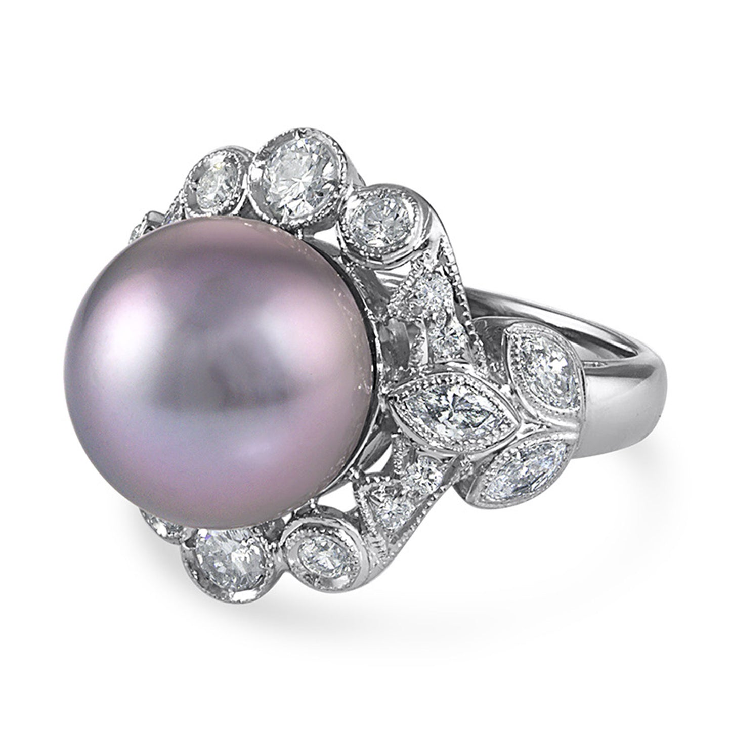 Estate South Sea Pearl & Diamond Ring