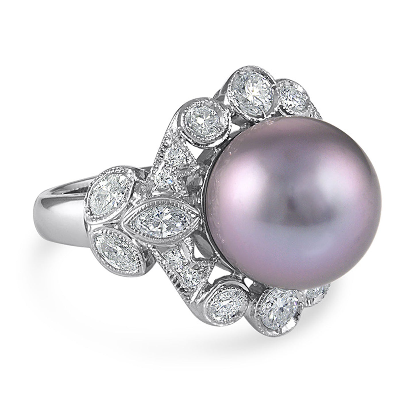 Estate South Sea Pearl & Diamond Ring