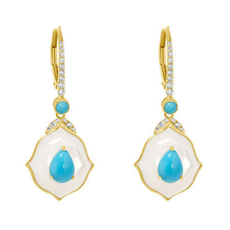 Sleeping Beauty Turquoise & Mother of Pearl Earrings