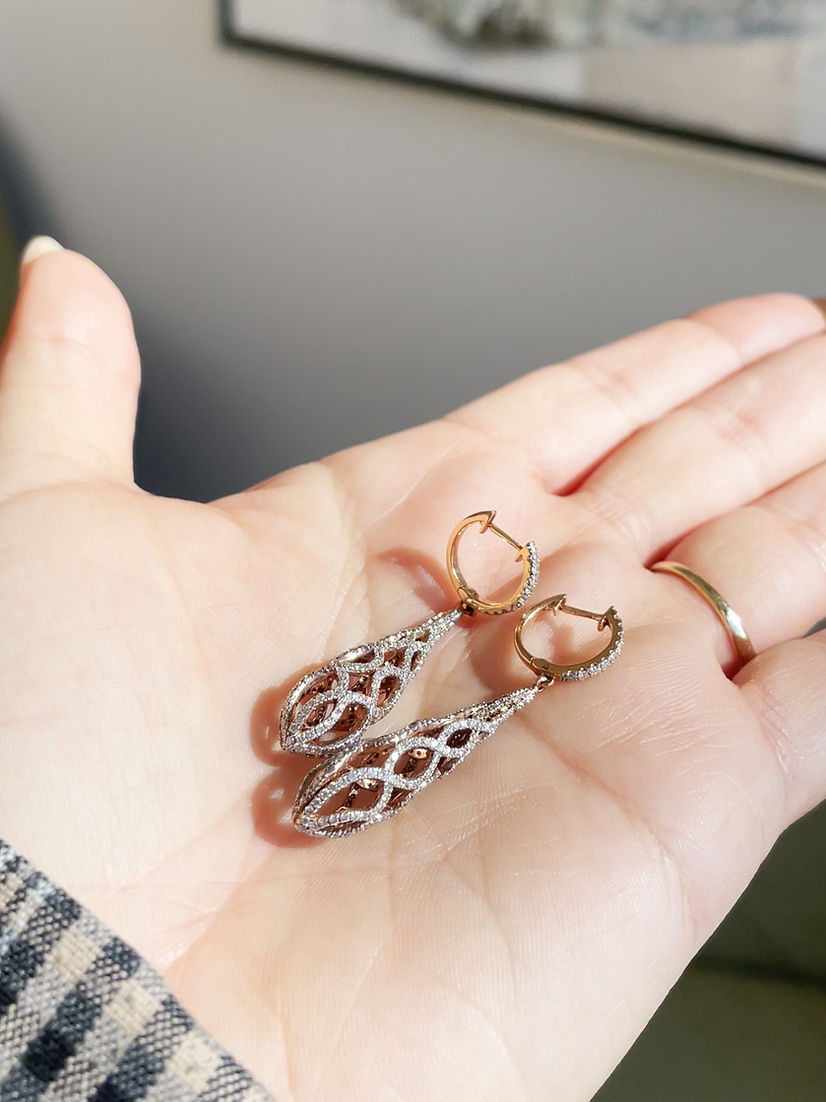 Diamond & Rose Gold Dangle Earrings