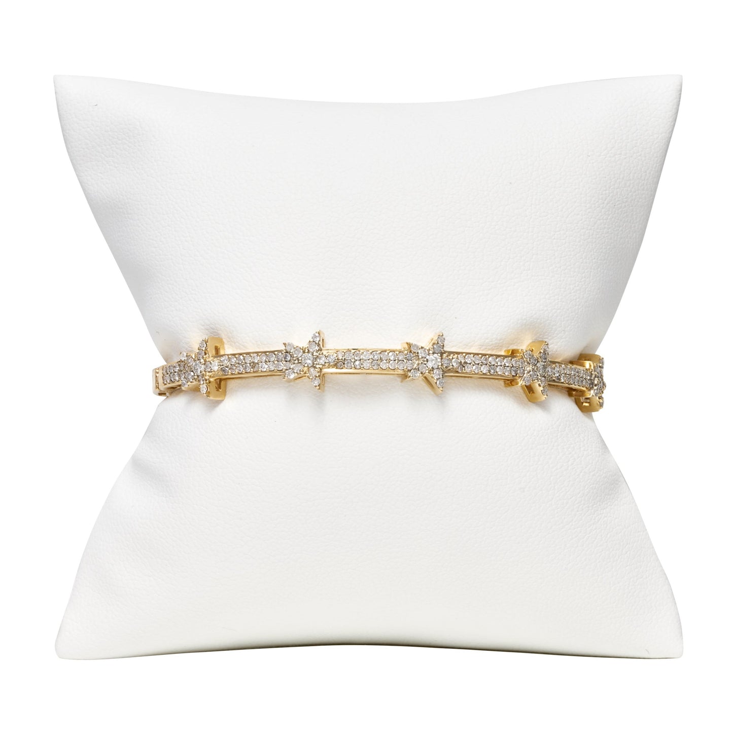 Diamond & Yellow Gold Star Bangle Bracelet