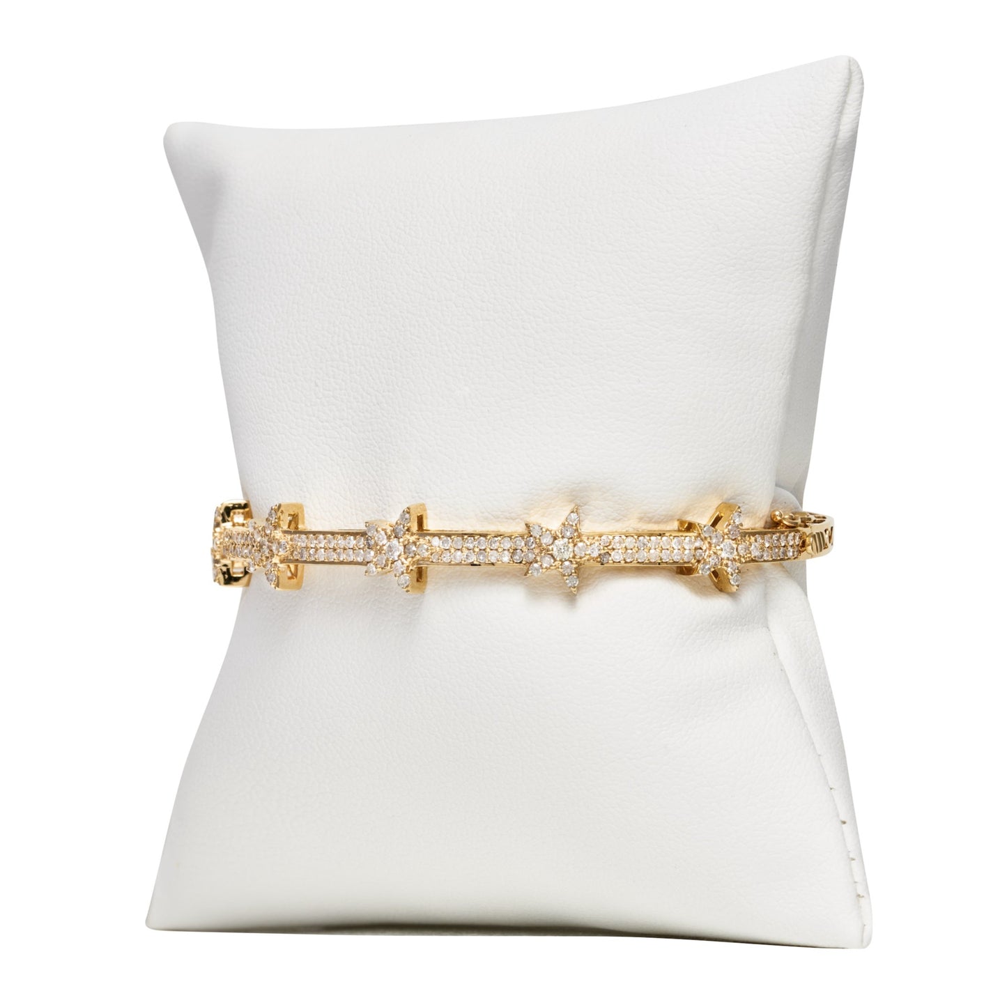 Diamond & Yellow Gold Star Bangle Bracelet